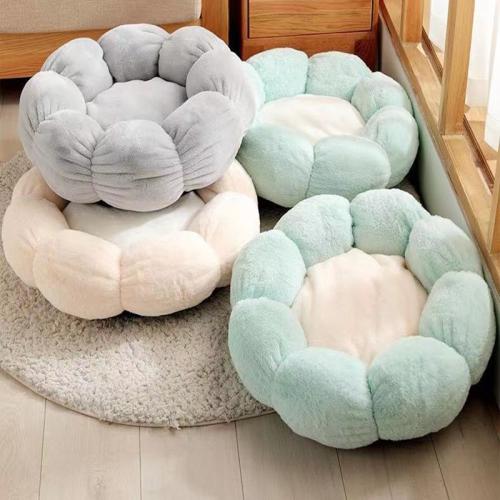 New Pet Nest Round Flower Cat Nest Winter Warm Plush Cat Nest Kennel