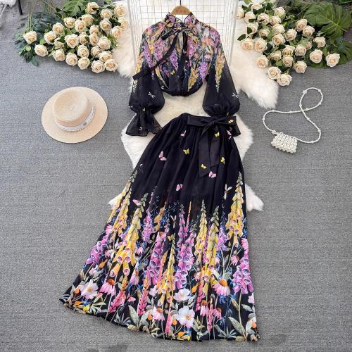 Polyester Zweiteiliges Kleid Set, Gedruckt, Floral, mehr Farben zur Auswahl,  Festgelegt