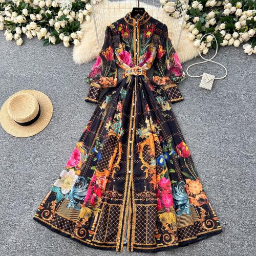 Polyester Einteiliges Kleid, Gedruckt, Floral, mehr Farben zur Auswahl,  Stück