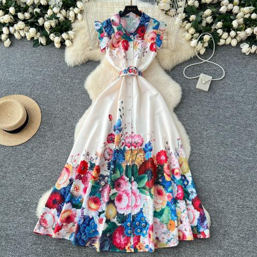 Poliéster Vestido de una pieza, impreso, floral, más colores para elegir,  trozo