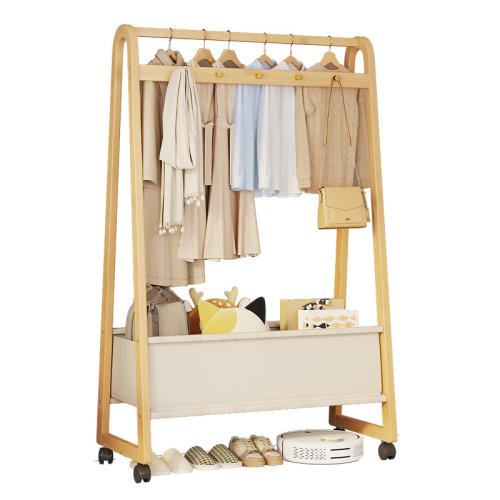 Clothes rack with laundry basket bedroom floor multi-functional hanger with wheels