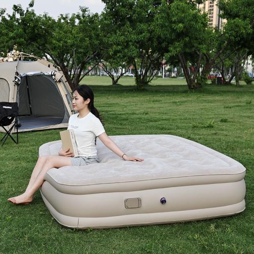 Thickened Pvc Inflatable Bed Higher Flocking Automatic Inflation Home Use Double Air Mattress