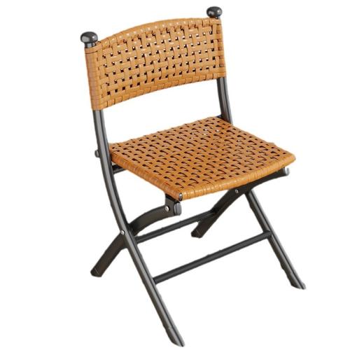 Rattan Small Chair with Backrest Folding Stool Balcony Courtyard Leisure Folding Chair