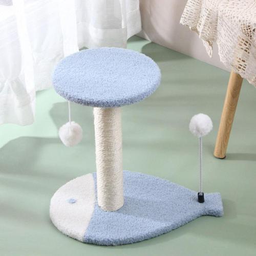 Chanvre de Sisal & Fiberboard à densité moyenne & Flannelette Cadre d’escalade de chat Patchwork Bleu pièce