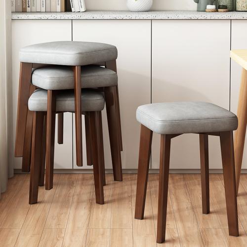 Solid wood stool soft bag simple stackable stool light luxury makeup stool dining stool