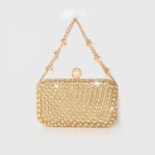 New Ladies Large Rhinestone Clutch Bag Glitter Party Pearl Evening Bag