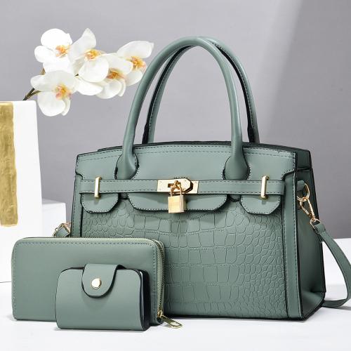 PU Leather Bag Suit large capacity & attached with hanging strap & three piece Solid Set