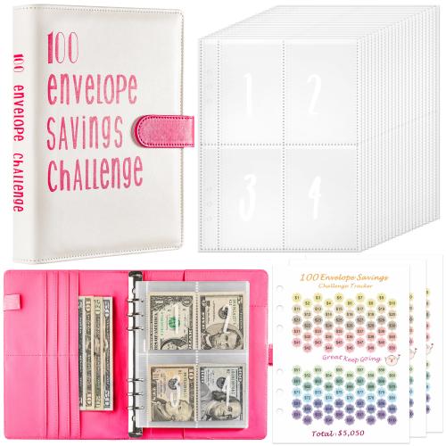 100 Envelope Challenge Loose-leaf Savings Book Cash Envelope Budgeting Notebook