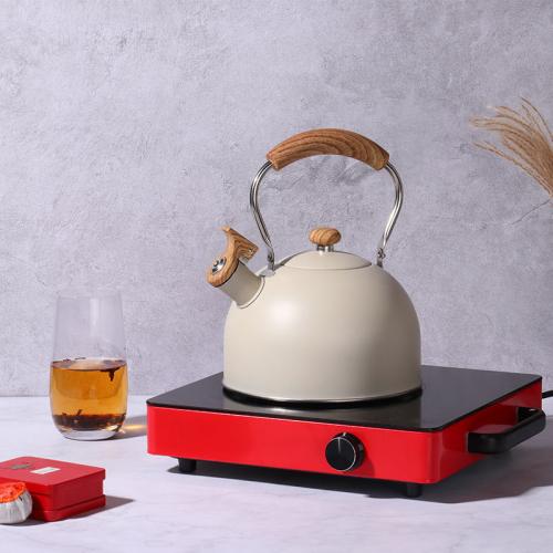 Stainless Steel Whistling Kettle 2.5L Wooden Handle Spout Lid Kettle