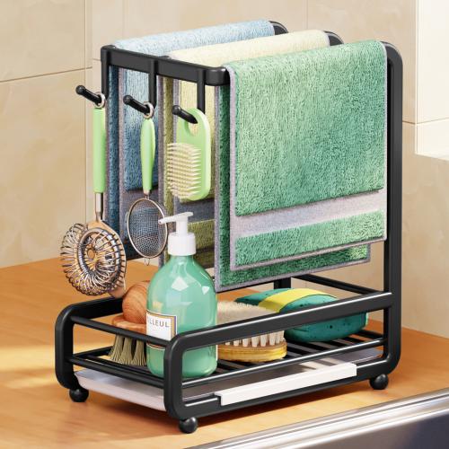 Kitchen rag rack sink storage rack household countertop wall hanging storage rack