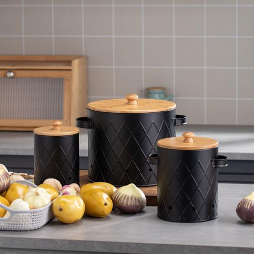 Bambou & Acier au carbone Pot de stockage pièce