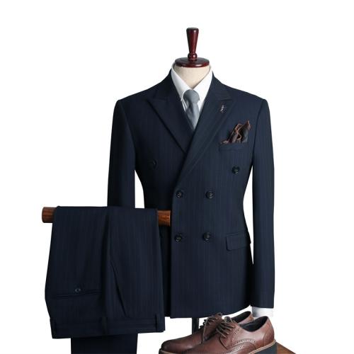 Blue Double-breasted Suit Men's Dress Fashion Suit Business Casual Suit Men's Suit