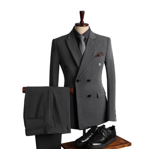 Double Row Suit Men's Dress Business Slim-fit Banquet Suit