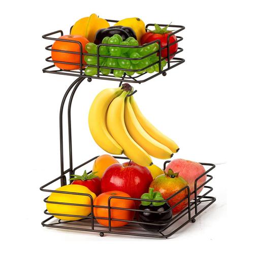 Kitchen double layer fruit and vegetable basket storage rack