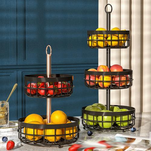 Nordic Style Double Layer Iron Fruit Basket Creative Fruit Plate Storage Basket Snack Rack