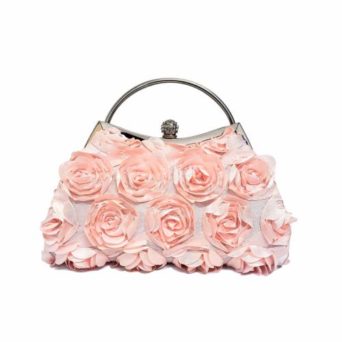    retro high-grade three-dimensional rose flower clip mouth portable party wedding dinner bag