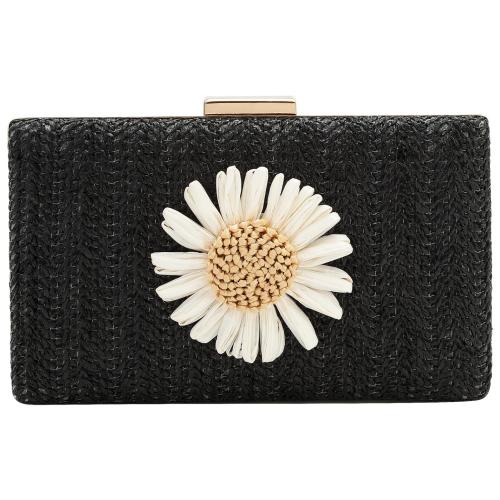 Straw Easy Matching & Weave Clutch Bag floral PC