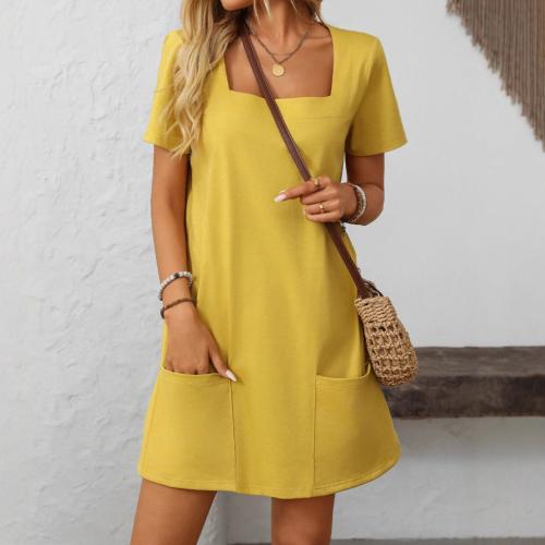 Polyester Soft One-piece Dress & loose & breathable Solid PC