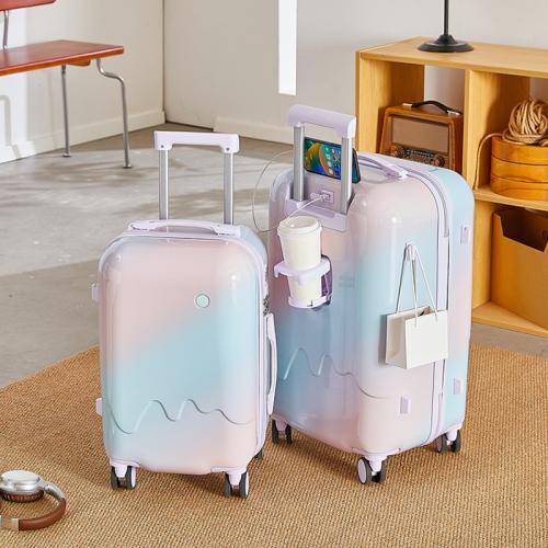 Gradient Luggage Case Travel Trolley Case Password Suitcase