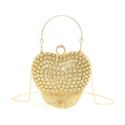 Retro Heart Shape Rhinestone Tassel Women's Evening Bag