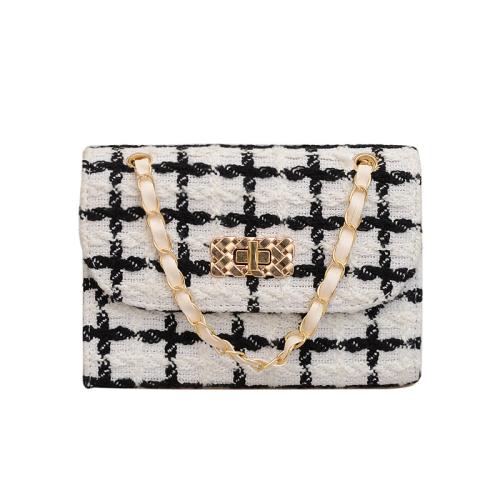 Wollen doek & PU-leer Crossbody Tas Plaid meer kleuren naar keuze stuk