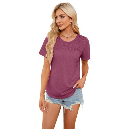 Spring and Summer New Solid Color Round Neck Loose Short-sleeved T-shirt