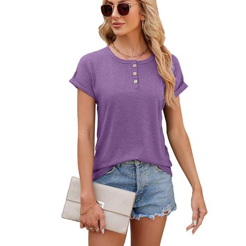 Polyester Women Short Sleeve T-Shirts slimming & breathable Solid PC