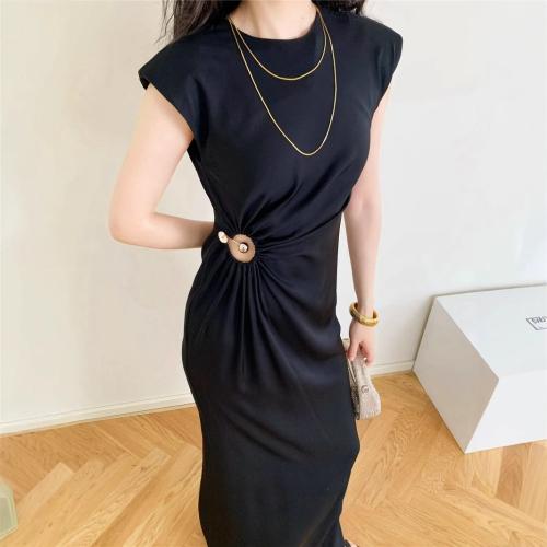 Polyester Slim One-piece Dress black PC