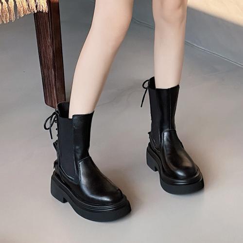 Poliuretano & Cuero de la PU Botas Mujeres Martens, negro,  Par