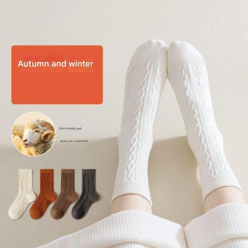 Women's autumn and winter artificial wool socks solid color retro socks