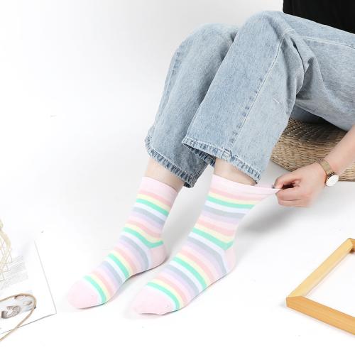 Women's Rainbow Striped Socks Fashion Trend Women's Socks Breathable