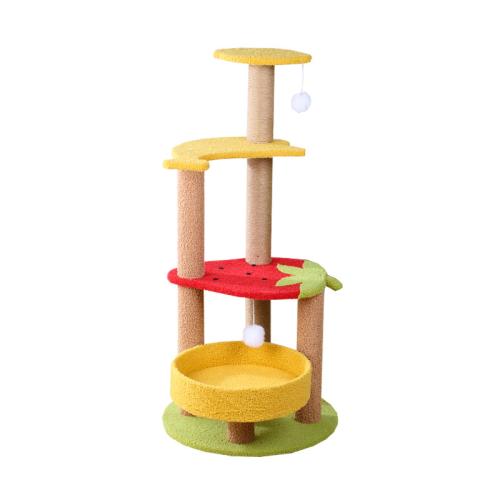 Sisal Hemp & Medium Density Fiberboard & Suede Cat Climbing Frame hardwearing patchwork mixed colors PC