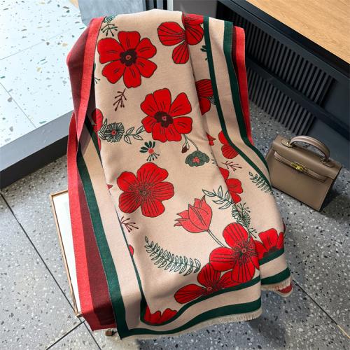 Scarf Women's Autumn and Winter New Flower Thickened Warm Neck All-match