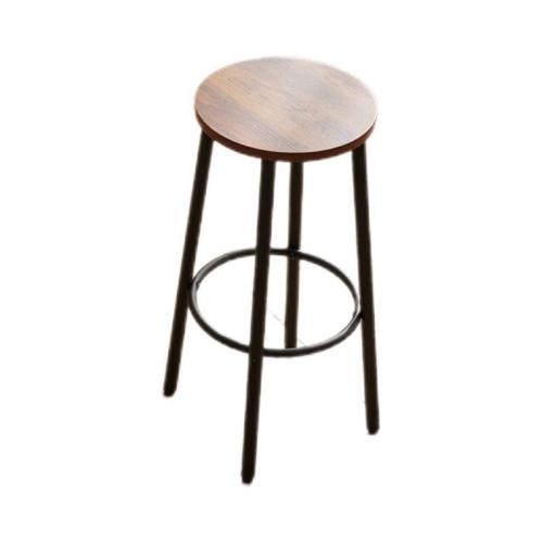 Four-Leg Bar Counter Chair Solid Wood High Stool Household High-Leg Iron Round Stool