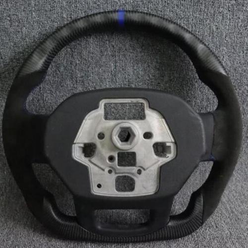 Real Carbon Fiber Steering Wheel Blue Stripe For  F150 Raptor W/Heated 15-20