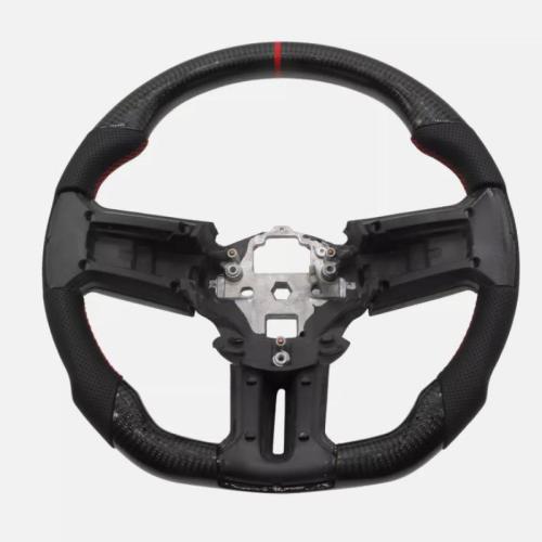 Carbon Fiber Flat Leather Steering Wheel for Ford Mustang 2010-2014