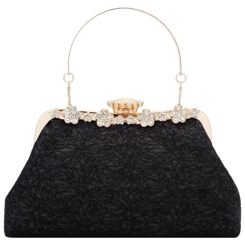 Lace Easy Matching Clutch Bag with chain & with rhinestone black PC