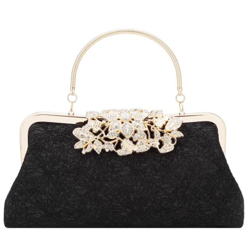 Lace Easy Matching Clutch Bag with chain & with rhinestone black PC