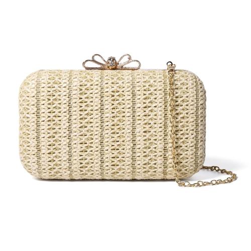 Retro straw clutch bow buckle women's box bag messenger bag simple