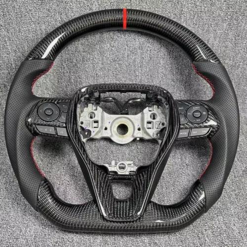 Real Carbon Fiber Leather Steering Wheel for Toyota Camry Rav4 Corolla 2018+