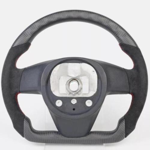 Matte Carbon Fiber Flat Heated Steering Wheel For Tesla Model S Model X 21-22