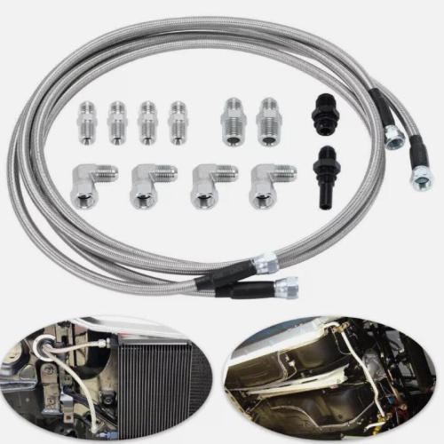 For GM 4L60E 4L80E Flexible SS Braided Transmission Cooler Lines Kit -6AN Hose