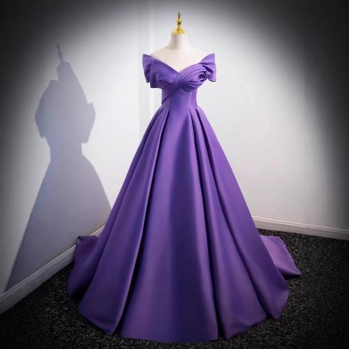 Polyester Long Evening Dress purple PC