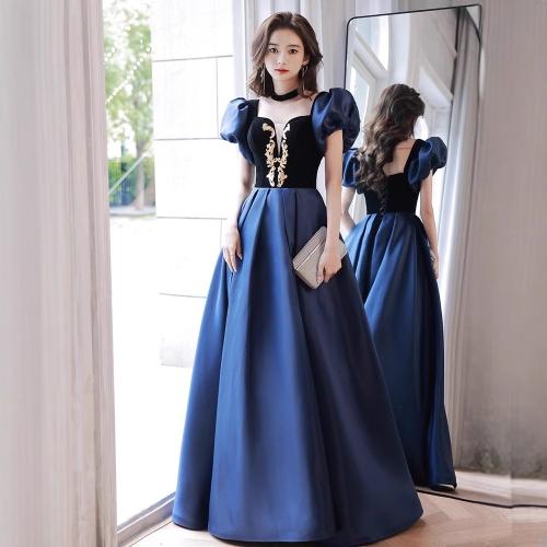 Polyester Long Evening Dress blue PC