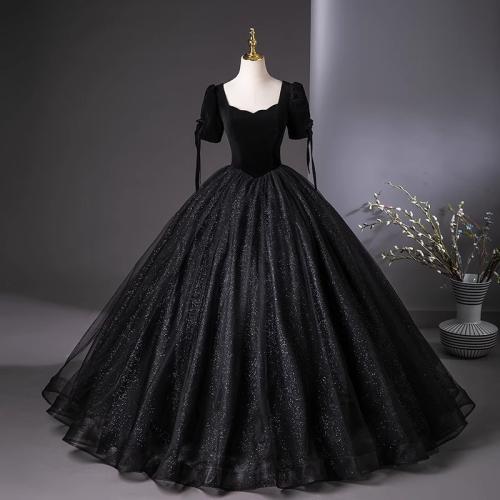 Polyester Langes Abendkleid, Schwarz,  Stück