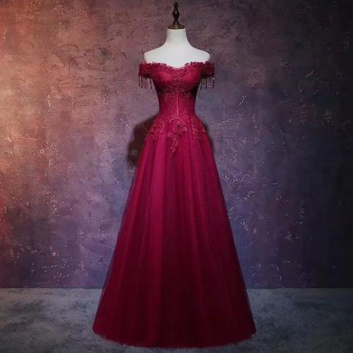 Polyester Long Evening Dress red PC