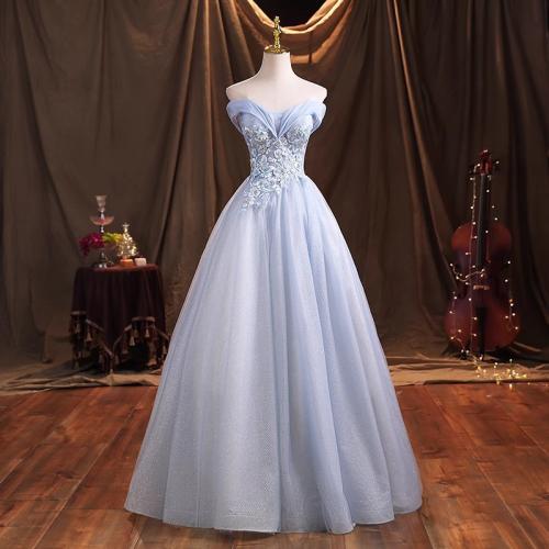 Polyester Long Evening Dress light blue PC