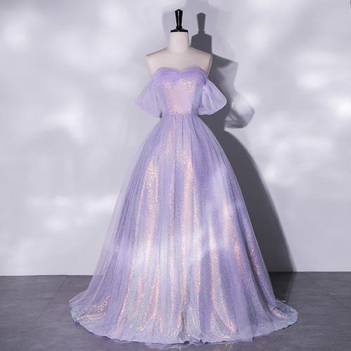 Polyester Long Evening Dress purple PC