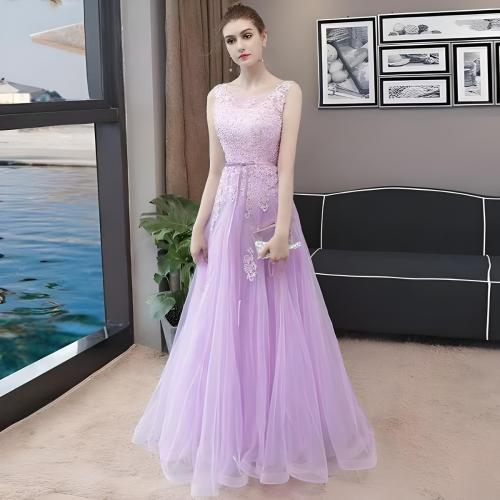 Polyester Long Evening Dress purple PC