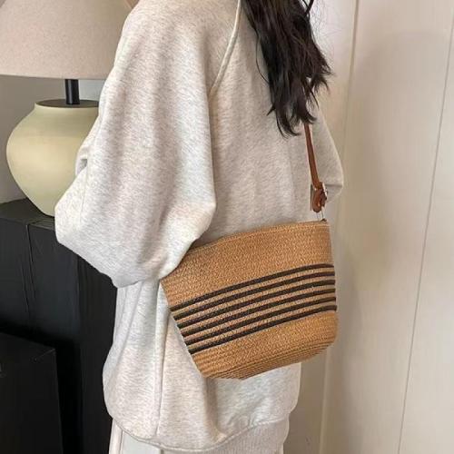 Striped straw woven bag new simple beach bag all-match Crossbody Bag